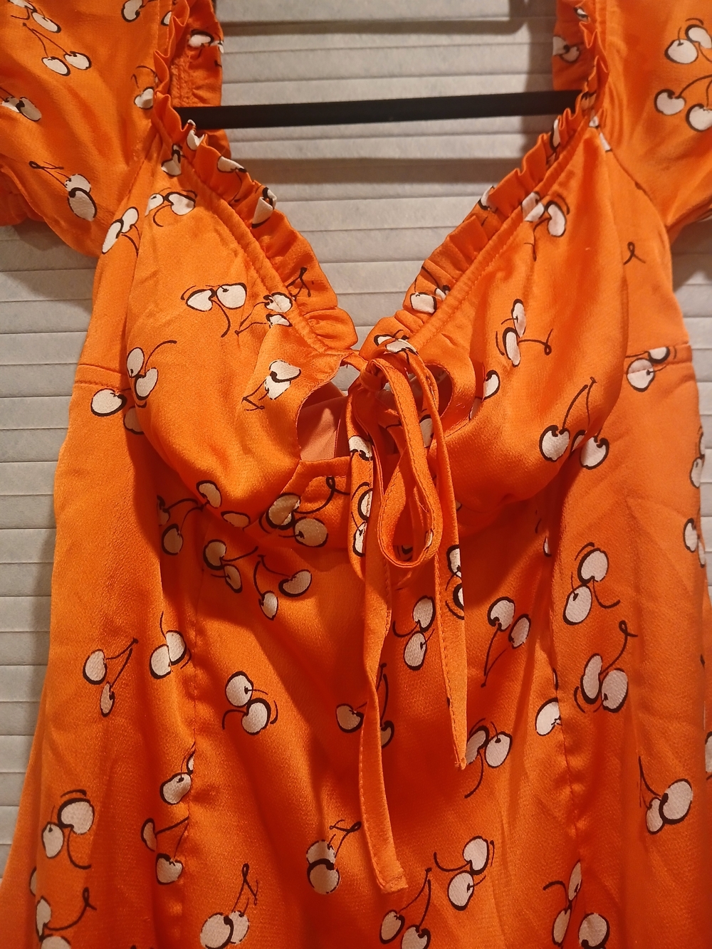 superdown Orange Cherry-Print Tie-Front Camisole